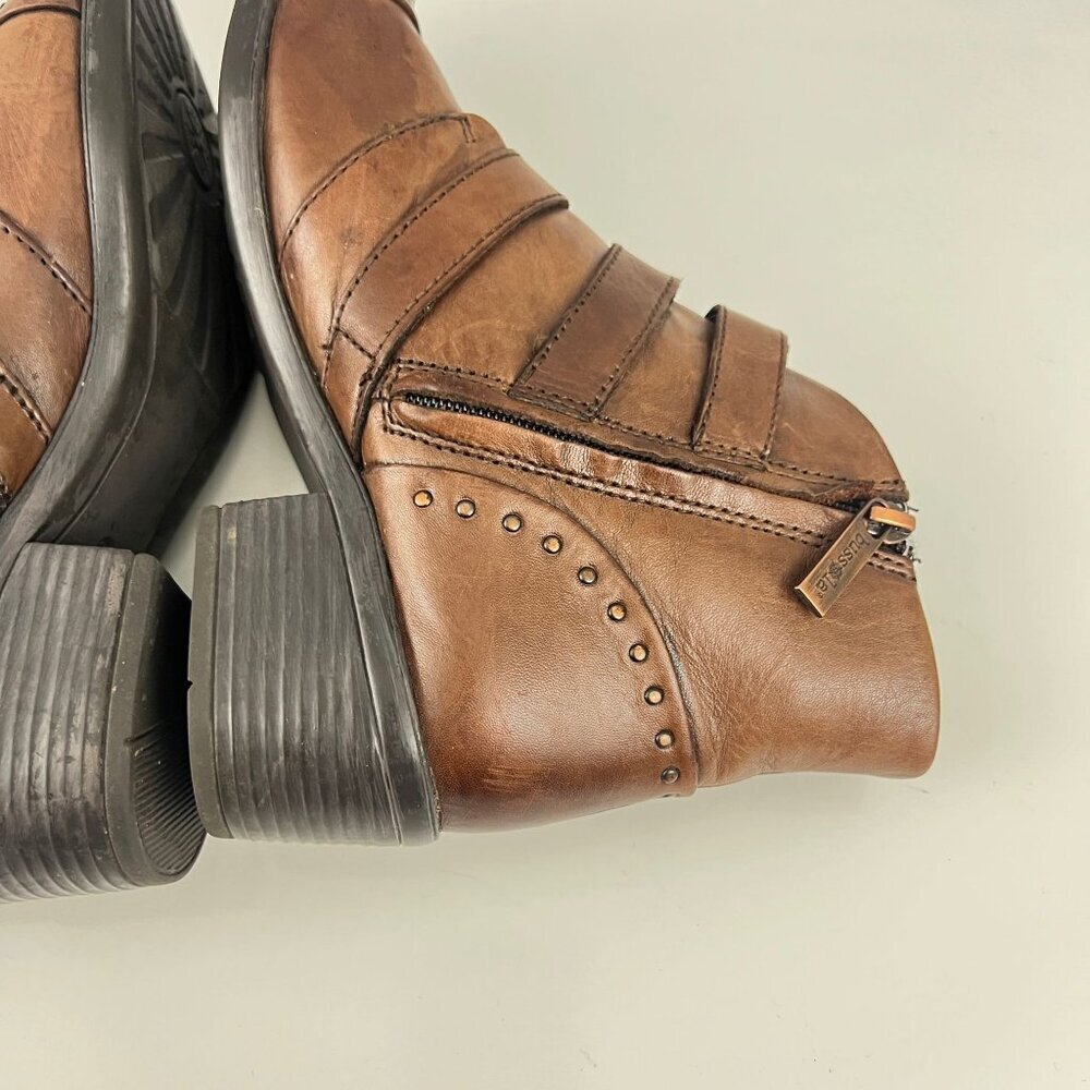 Bussola Ankle Boots 3 Strap Booties Antique Brown Size 39 8/8.5 M - Picture 11 of 16